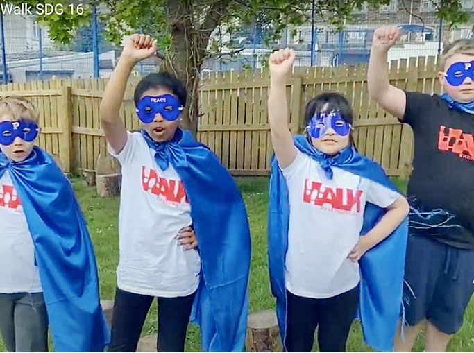 Walk the Global Walk superheroes
